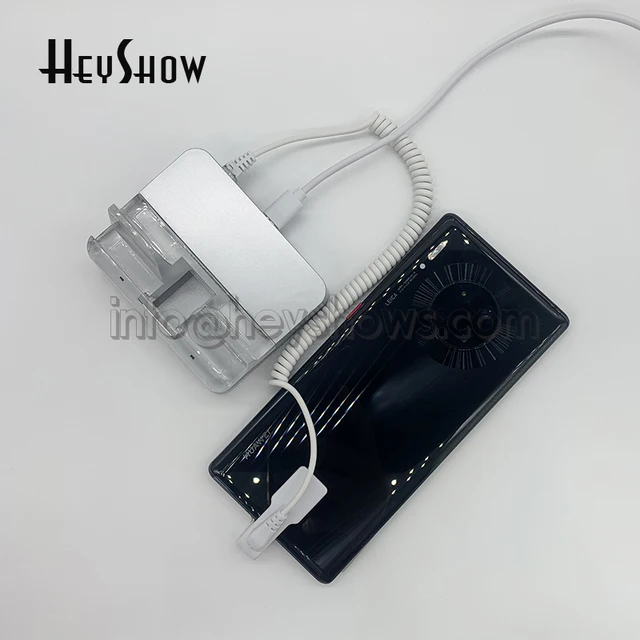 Acrylic Mobile Phone Stand with Burglar Alarm System Anti-Theft Device Safe Display Base with Charging Function for Smartphones 5