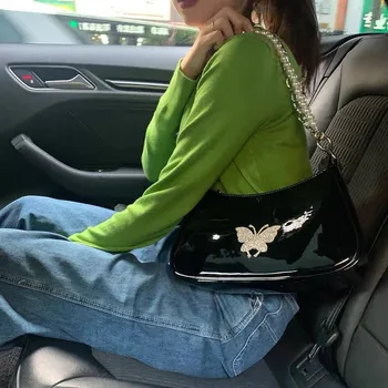 

Niche dark design shoulder bag female butterfly armpit bag medieval bag pearl chain crossbody portable