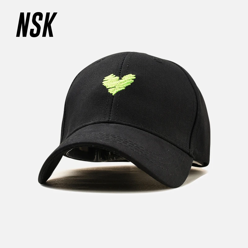 

NSK Baseball Cap For Men Women Heart Embroidery Adjustable Casual Snapback Couple Hat Hip Hop Cap Simple Style Fashion Sunscreen