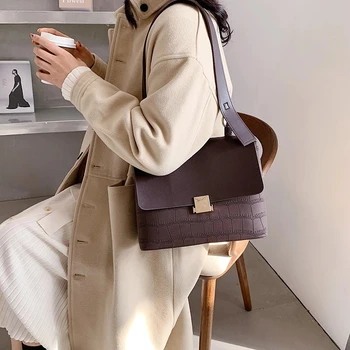 

Scrub Leather Crossbody Messenger Bags For Women 2021 Winter Vintage Stone Pattern Shoulder Handbags Female Purses Luxury Design