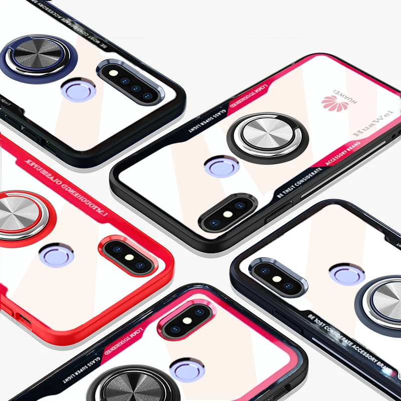 Luxury Ring Magnet Metal Car Holder Coque,Cover,Case For Xiaomi Redmi Note 6 pro Note6 6pro Silicone Transparent Shockproof