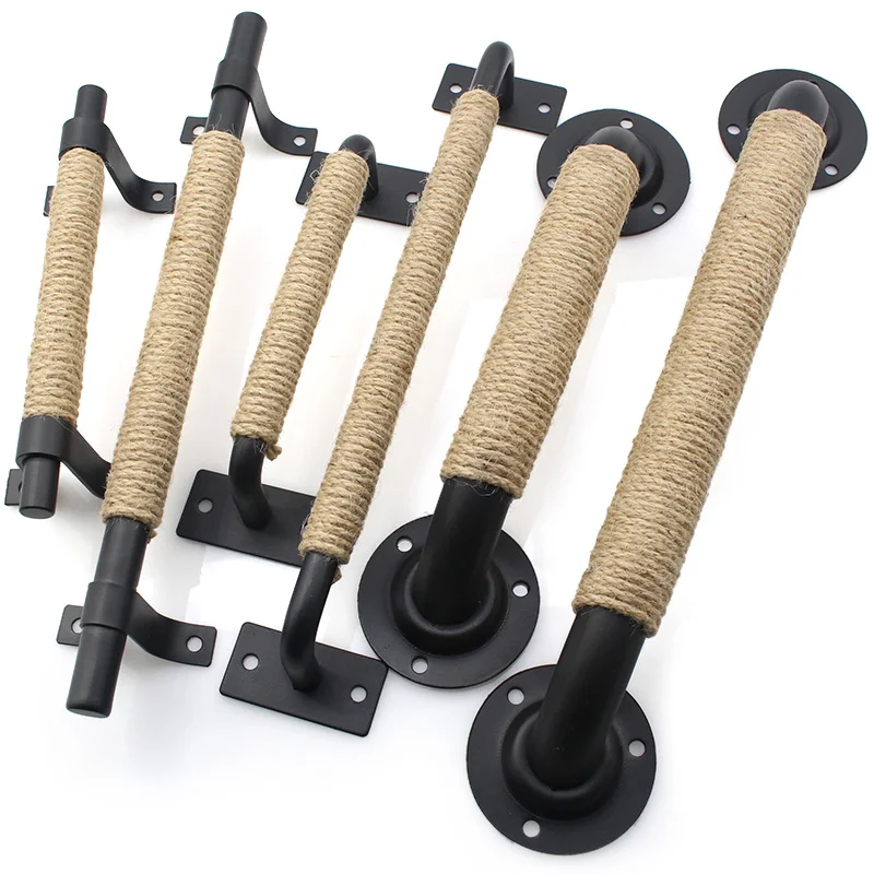 Door Handles Simple Barn Rustic Sliding Pull Knob Hardware Black Carbon Steel Heavy Duty Wood Gate Vintage