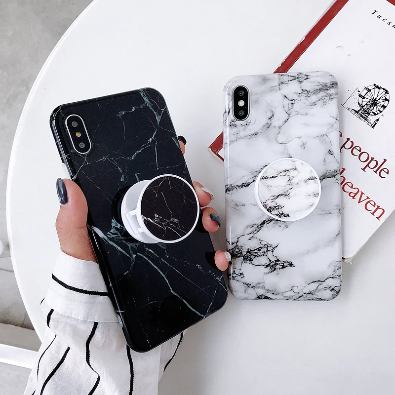 Для iPhone 11 Pro Max XR XS X XS MAX 6 6S 7 8 Plus мраморный чехол с подставкой держатель для телефона мягкое Силиконовое кольцо из ТПУ держатель чехол
