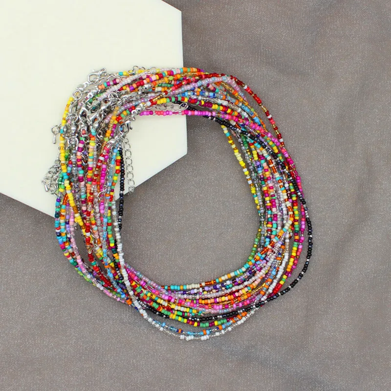 Simple Seed Beads Strand Choker Necklace Women String