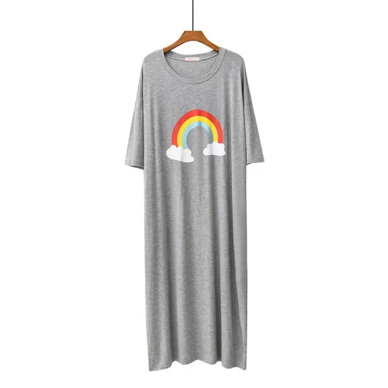 

Women Summer Long Nightdress Cute Cartoon Sweet Short-sleeved Dress Large Size Loose Home Nightdress 2020 Fashion