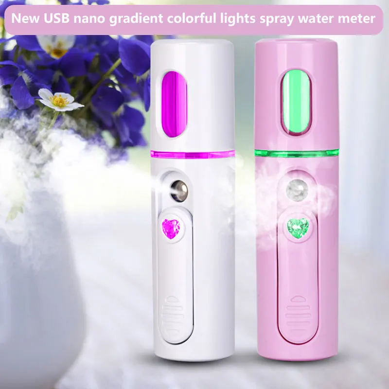 

Facial Nebulizer Facial Steamer Face Sprayer 20ml Gradual Change Light Nano Portable Fashion Skin Care Women Ozone Beauty