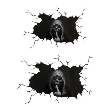 

Halloween Silent Skull Car Sticker skeleton skull in the Bullet hole car sticker funny horrercar stickers automobile decals