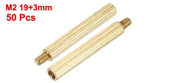 50pcs 19mm 3mm Uxcell 50 шт. M2 19+ 3 мм Мужская резьба латунь Круглый противостояние прокладка Винт PCB столб - Цвет: 50pcs 19mm 3mm