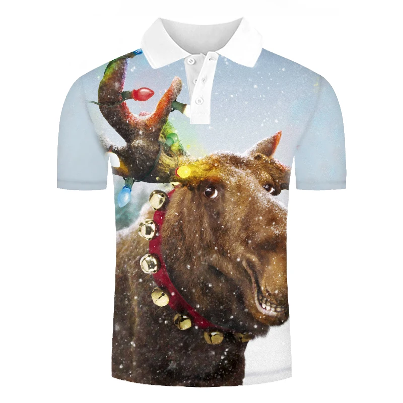 Новые поло дизайнерские рубашки поло смешные мужские летние топы 3d рубашки с изображением новогодней елки поло для мужчины хип хоп топы рубашки поло