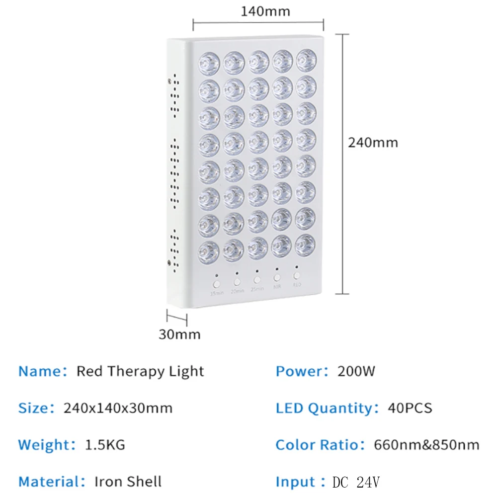 New Timing 200Watt Panel Red Light Therapy 660nm 850nm Near Infrared Lamp for Skin and Pain Relief Grow LED|Промышленные LED-лампы|