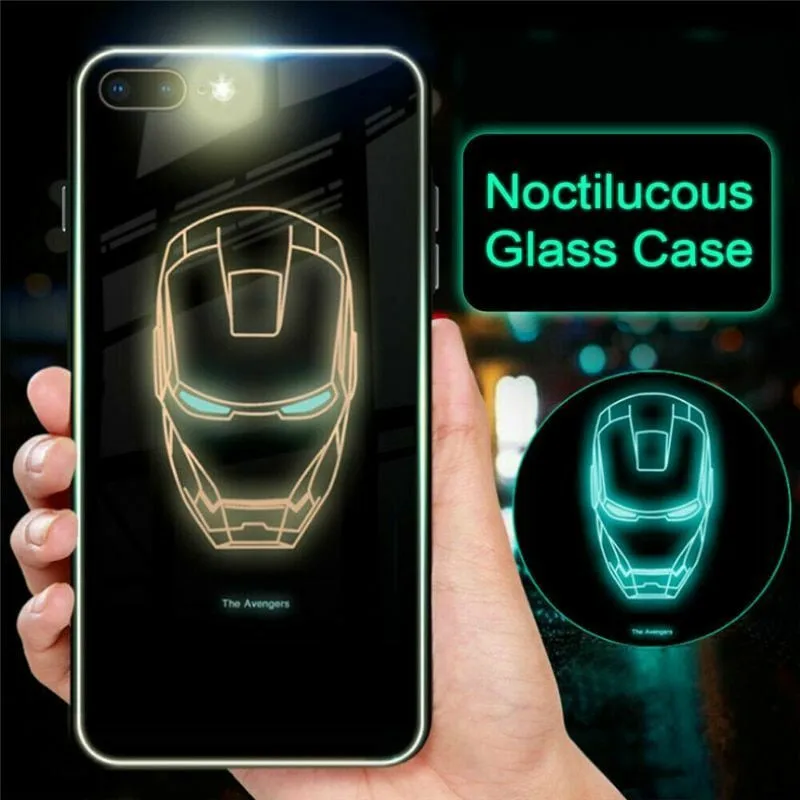 Светящийся чехол из закаленного стекла для iphone 11 pro Max, роскошный Полностью Защитный чехол Marvel для iphone X XS XR 6 6s 7 8 plus, чехол