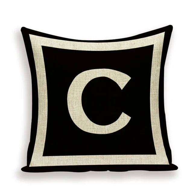 Alphabet Black Retro Linen Cushion Cover Home Bedroom Hotel Car Safety Decoration Cushion Cover Wedding Personality Gift 45x45cm