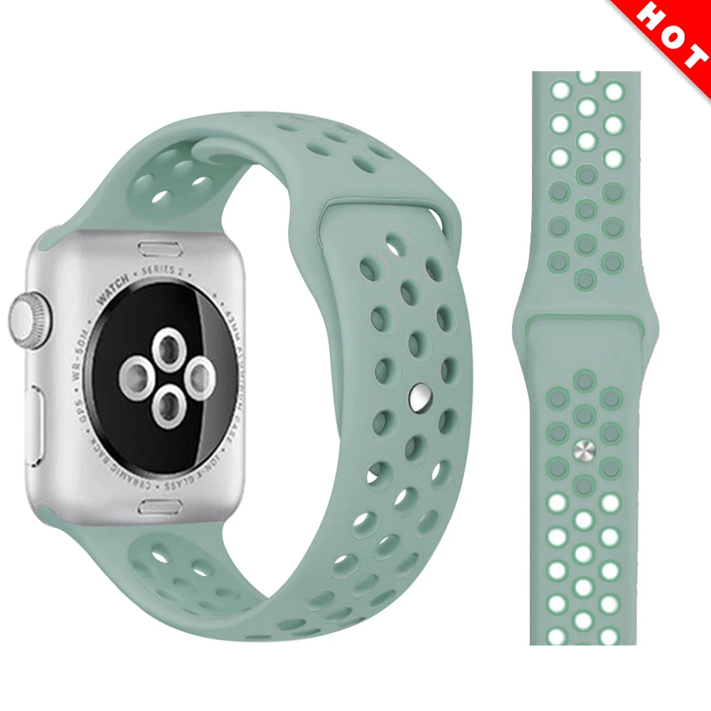 Модный спортивный силиконовый ремешок для часов apple watch 42 мм, 38 мм, 40 мм, 44 мм, браслет Nike+ Iwatch series 5/4/3/2/1 - Цвет ремешка: Cloud gray green
