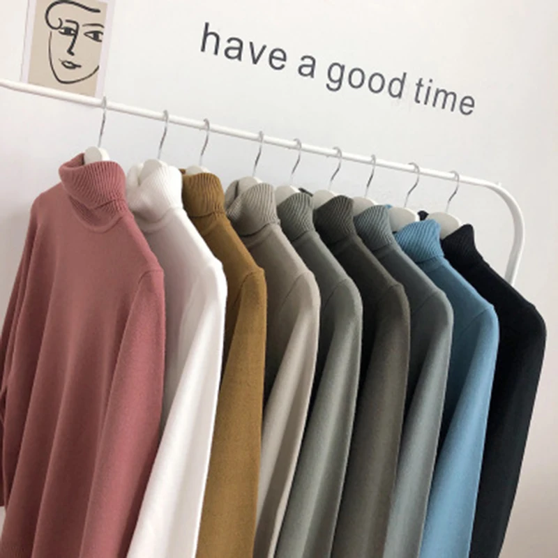 

Autumn And Winter Men's Two High Collar Solid Color Sweater Trend Bottoming Shirt Inside Sweater Youth Warm Sweater