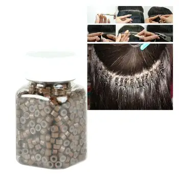 

500pcs Wig Braiding Beads Silicone Hair Extension Rings Dreadlocks Link Bead for Men Women (Chocolate)