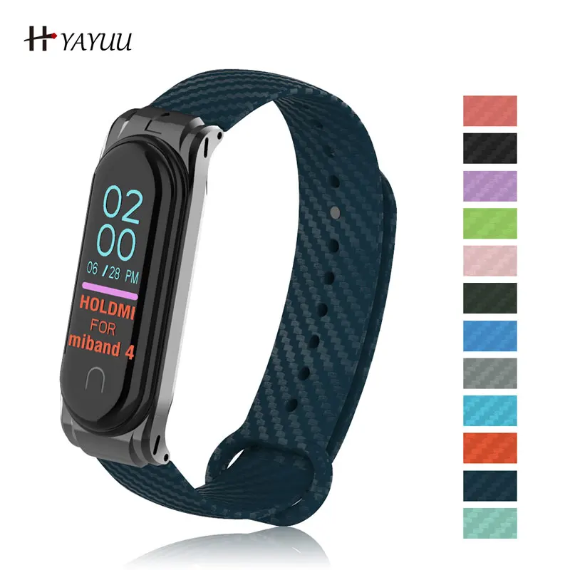 Yayuu силиконовый ремешок для часов из углеродного волокна Xiaomi Mi Band 5 4 смарт браслет