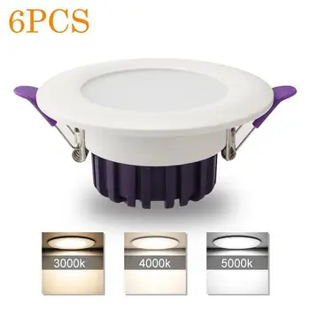 

6Pcs Warm/Neutral/Cool LED Ceiling Recessed Downlight Lighting Fixture Lamp Led Bedroom Light Office Lighting Cafe Light