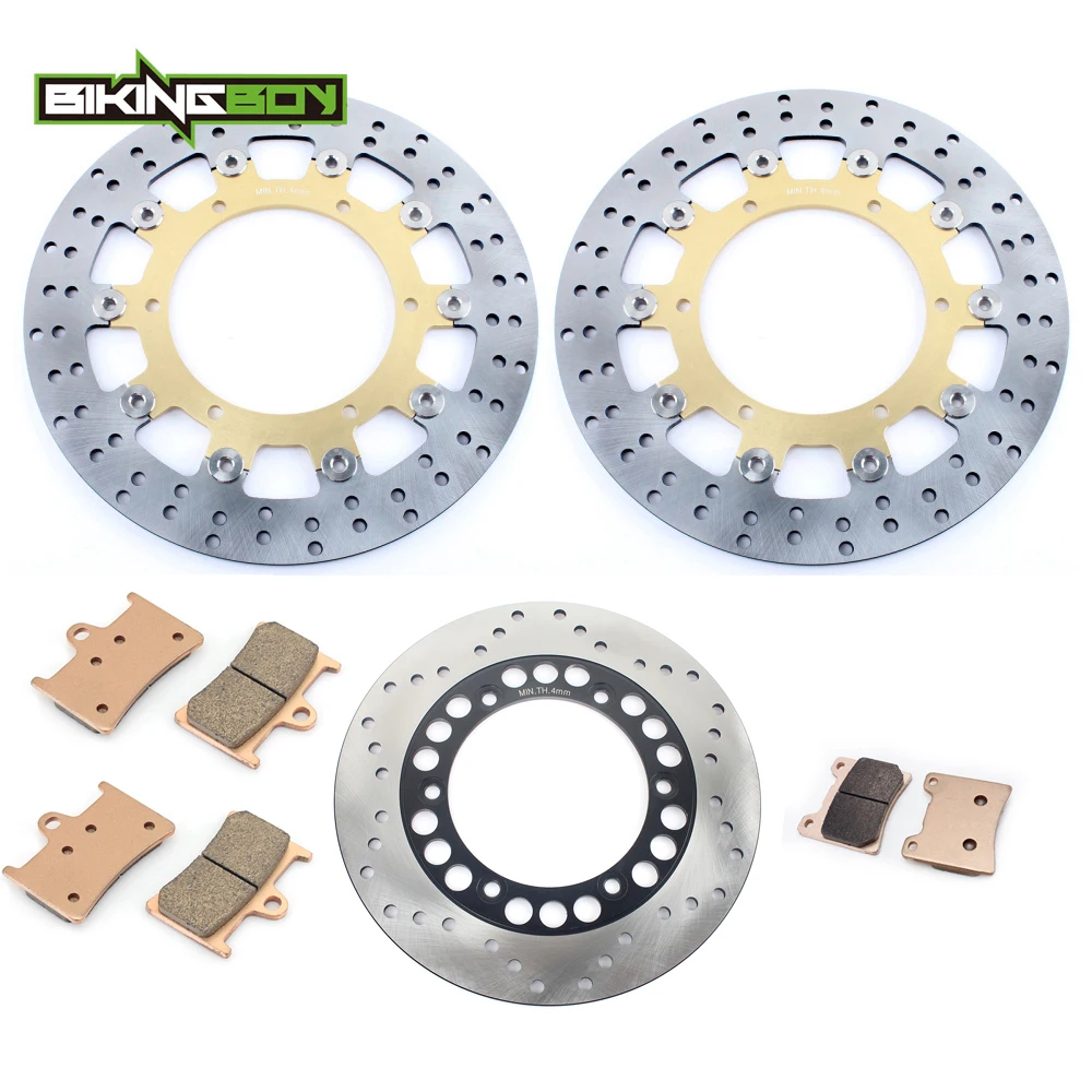 Round Gold BIKINGBOY для YAMAHA YZF 600 R гром Кот 1996-2007 YZF 1000 R гром Ace 1996-2001 Передние Задние тормозные диски роторы колодки - Цвет: Round Gold