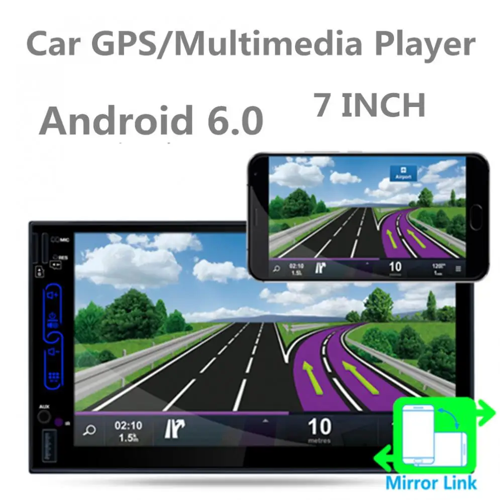 

QUAD Core Android 6.0 2Din Bluetooth Car Radio Stereo Player Digital Touch Screen GPS Navigation AM / FM / RDS Radio Link