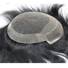 Мужской парик для волос, мужские парики из полиуретана и швейцарского кружева, парик для мужчин, черный цвет#1, Реми человеческие волосы для мужчин