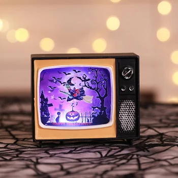

Horror Halloween Ghost Pumpkin Small TV LED Lights Halloween Desktop Decor Happy Halloween Happy Halloween Decor For Home