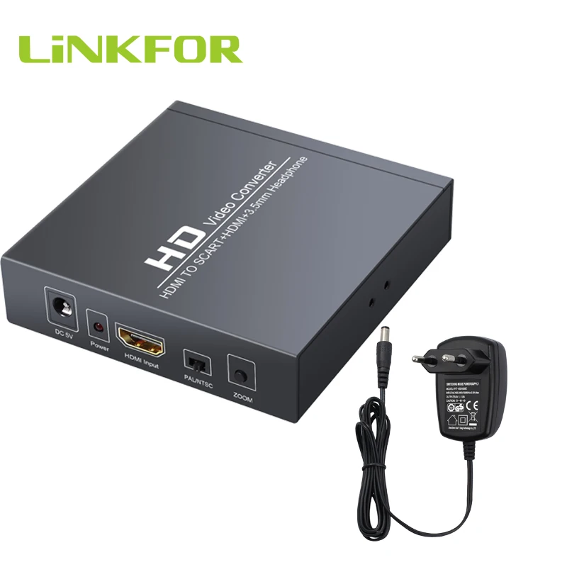 LiNKFOR HDMI TO SCART с HDMI 3,5 мм конвертером для наушников аудио сигнала в композитный видео сигнал и FL/FR стерео адаптер