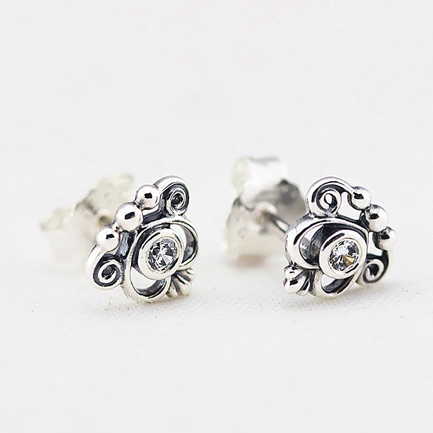 Tiara earrings Серьги из серебра 925, ювелирное изделие, серьги-гвоздики в форме сердца для женщин, подарок, настоящее 925 пробы, серебряные серьги, E037 - Окраска металла: Tiara earrings