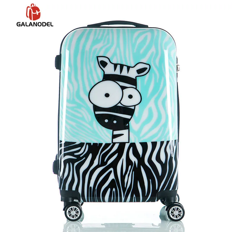 

Cute Cartoon Children Rolling Luggage Spinner Suitcase Wheels Students Cabin Trolley 20/24 Inch Zebra Pattern Travel Bag