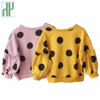 

Children girls hoodies Print Dot Sweatshirts Cute Long Sleeves Autumn Winter Baby little Girl Tops T-shirt Warm Clothes