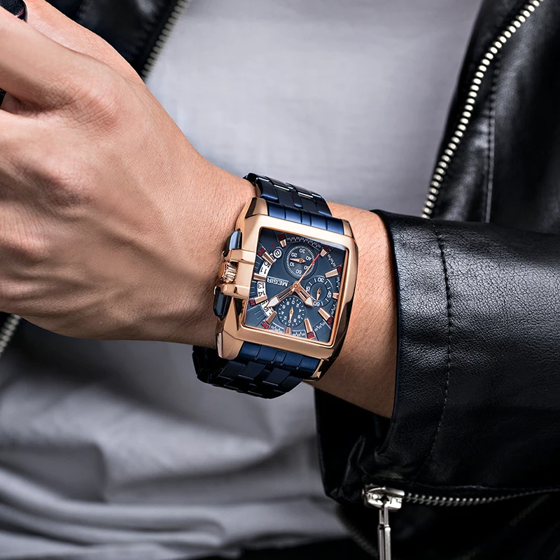 Men Watch Business MEGIR Clock Chronograph Stainless-Steel Quartz Masculino Relogio Brand