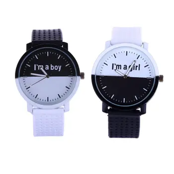 

Minimalist Classic Lover Digital Watch Student Couple Stylish Spire Glass Belt Digital Watche Casual Simple Clock Letter I'm boy