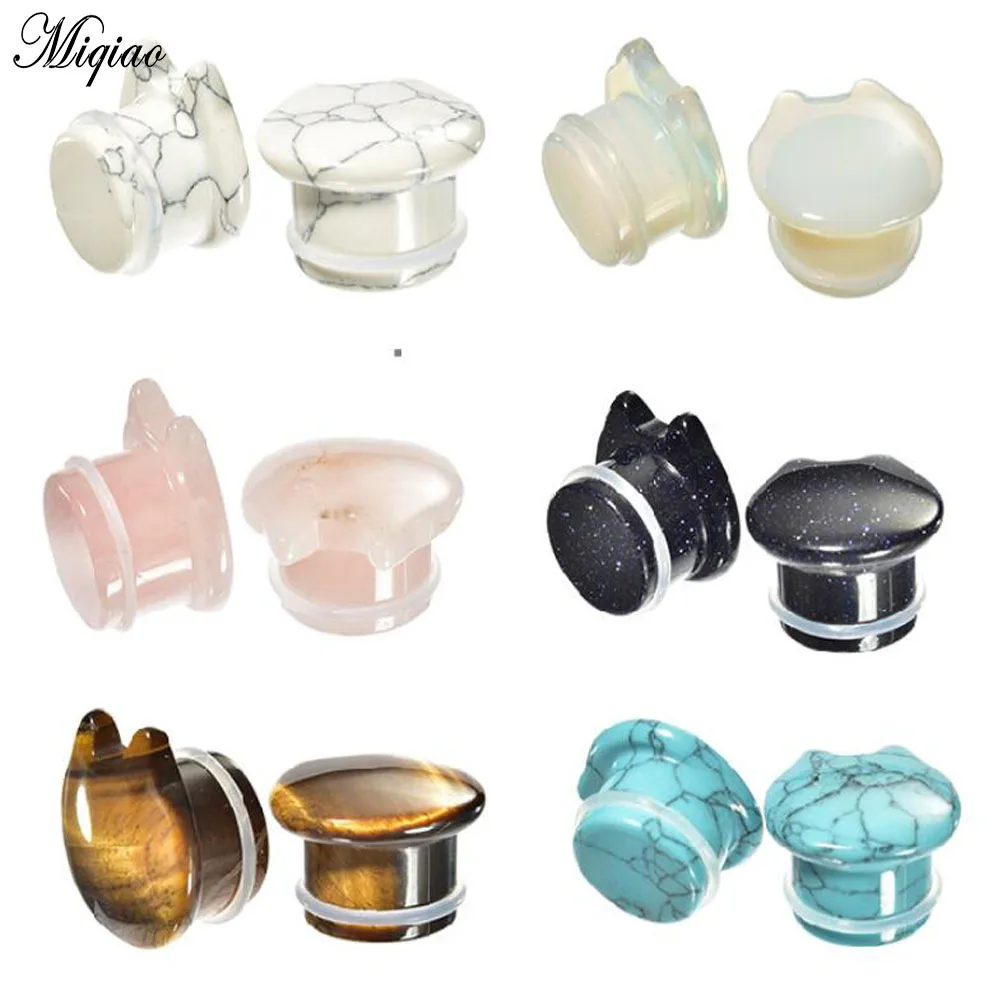 

Miqiao 2 Pcs Popular Piercing Jewelry Ear Expansion Cat Stone Ear Pinna Hot New Product 6mm-16mm