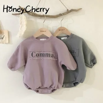 

2020 Baby Girl Bodysuits Baby Letters Velvet One-piece Sweater Girls And Boys Fashion Loose Baby Bodysuit