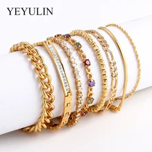 19 см персонализированные браслеты для женщин и мужчин золотые звенья цепи девушки браслеты с бусинами из кристаллов вечерние Ювелирные изделия Подарки