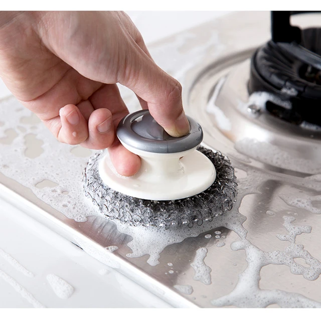 Set 4 Spazzole In Acciaio Per Pulizia - Con Manico Per Pentole, Griglie E Stoviglie - Foto 13