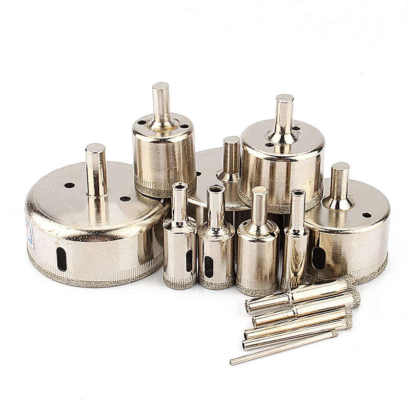 DWZ 14pcs Diamond Coated Hole Saw Drill Bit Tool Set for Tiles Marble Glass 3mm-70mm