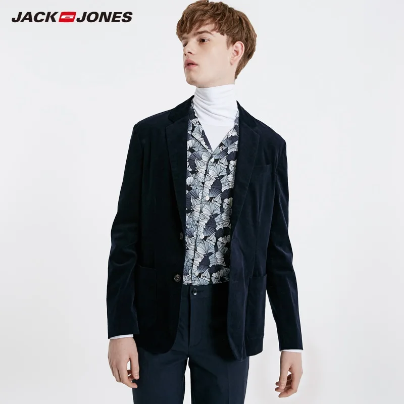 JackJones мужской вельветовый хлопковый пиджак Тонкий Блейзер Мужская одежда 219108501 - Цвет: NIGHT SKY