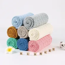 Manta tejida para bebé, ropa envolvente de cama supersuave para niños pequeños, colcha de cama, sofá, cochecito, cesta