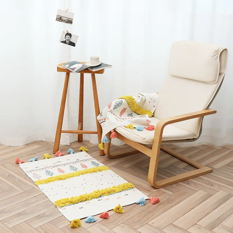 Soft Nordic Style Cotton Carpet Suitable for Living Room Bedroom Children'S Room Home Carpet Door Mat Decoration House Desktop A