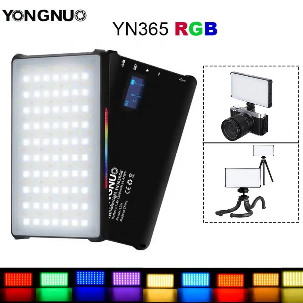 YONGNUO YN365 RGB LED Video Light 12W Pocket On Camera Colorful Photography Lighting For Sony Nikon