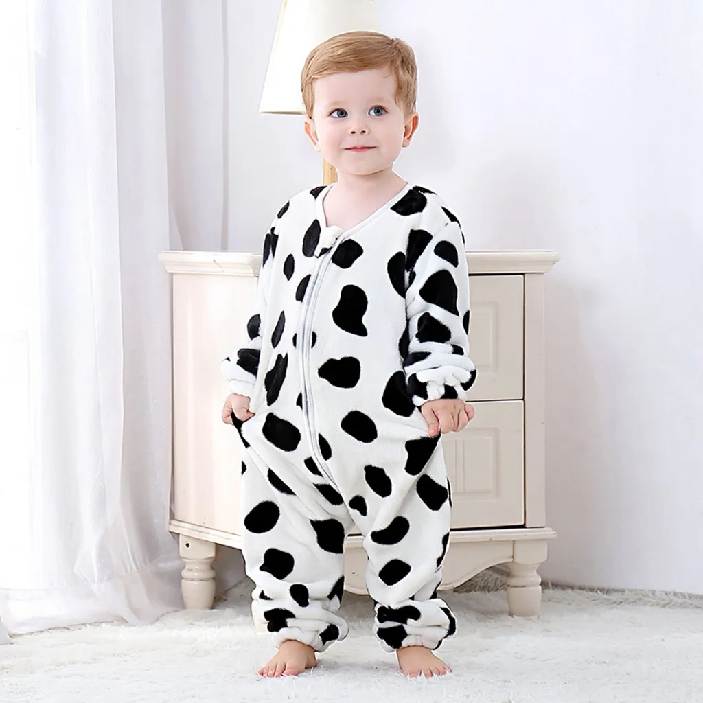 Winter Newborn Rompers Sleeping Bag Print Thick Warm Cotton Children's Flannel Baby Girls Jumpsuits Boy Sleeping Clothes#sw1