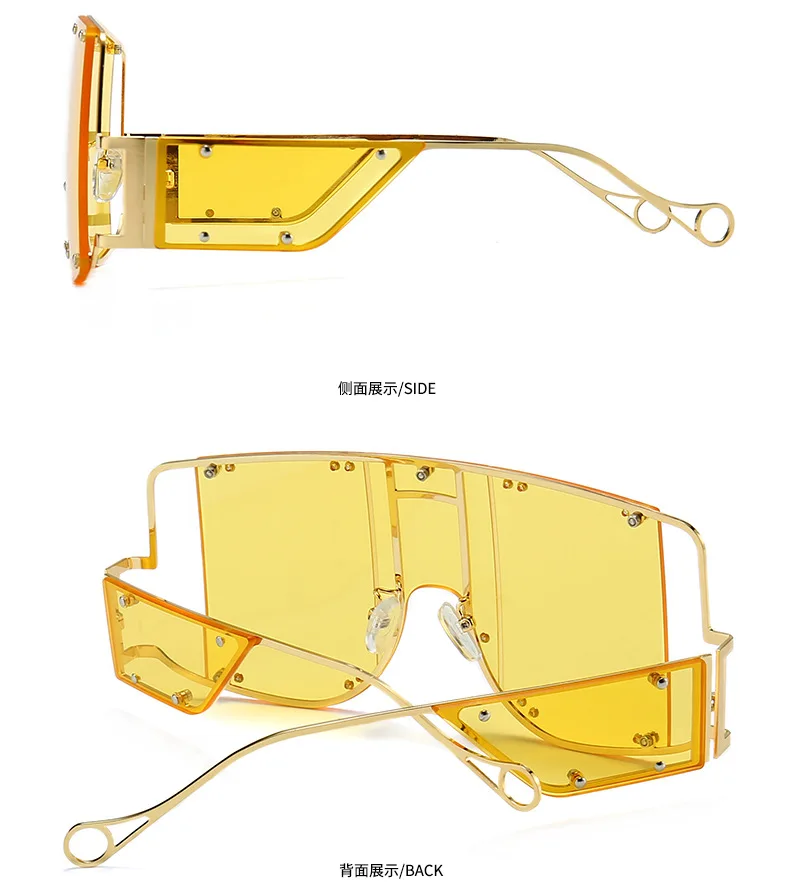 Sunglasses Women Vintage Oversized Glasses Square Shades Metal Frame Womens Sunglasses UV400 Eyewear Ocean Lens Glasses NX