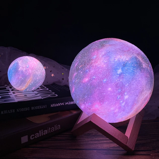Dropship 3D Druck Sterne Mond Lampe Bunte Ändern Touch Wohnkultur