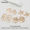 2022 newest design real gold plated inlaid zircon moon star pattern round / starfish charms pendants diy jewelry making ► Photo 2/6