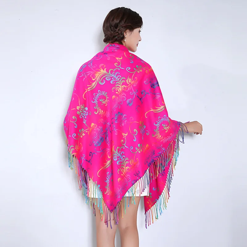 

MATAGORDA Luxury Quality Ethnic Style Scarf Women 140CM Thick Oversized Autumn and Winter Imitate Cashmere Shawl Square Scarves