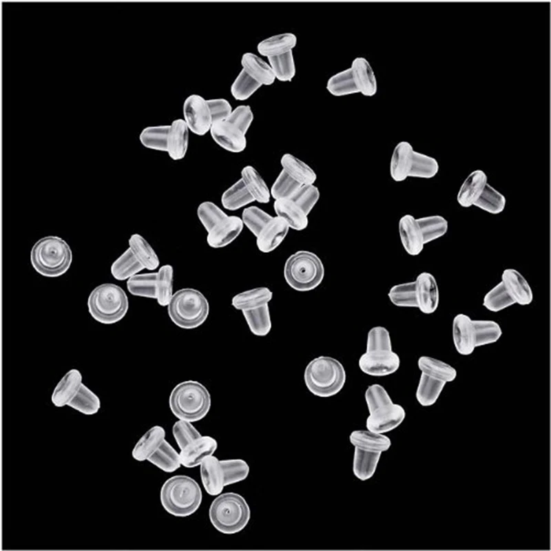 50pcs/lot Earrings Jewelry Accessories Silicone Barrel Bullet Plastic Ear Plugging Blocked Earring Backs Stoppers Ear