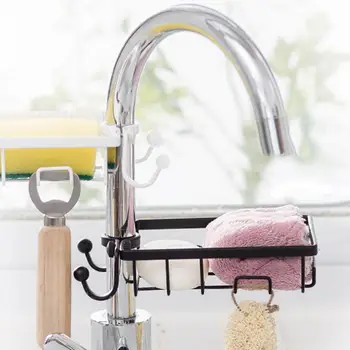 

Kitchen Sink Faucet Draining Sponge Soap Brush Cloth Holder Storage Rack Basket