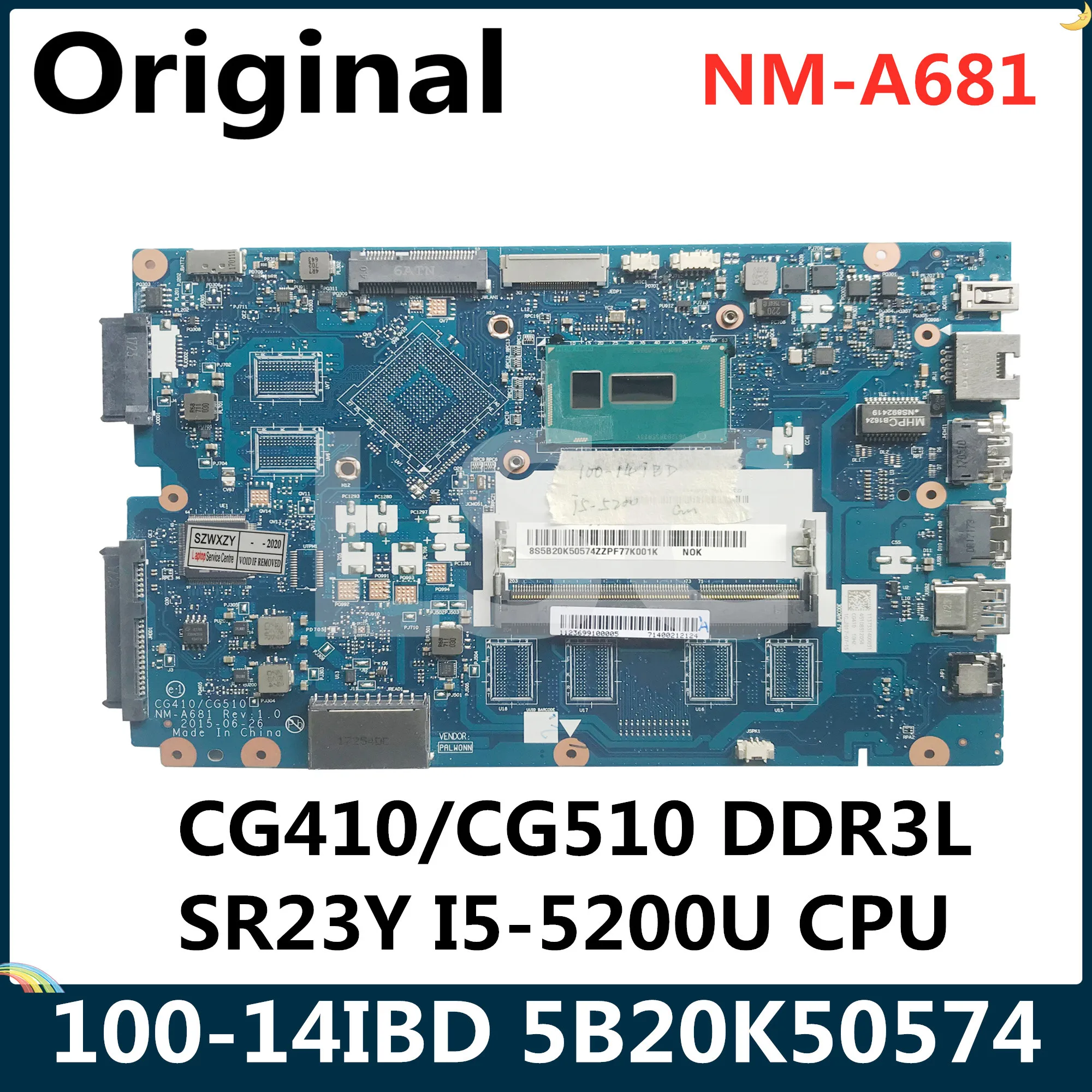 Материнская плата LSC для ноутбука Lenovo 100-14IBD 5B20K50574 CG410 CG510 Φ с SR23Y ЦПУ DDR3L | Компьютеры