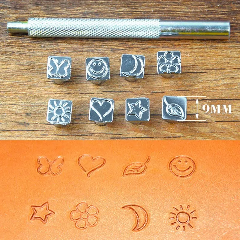 9.0mm 8Pcs 36 шт 3,5-6,5 мм кожаные инструменты Craftool стандартные буквы и Набор цифр штамп кожа и письмо логотип имя производство - Цвет: 9.0mm 8Pcs