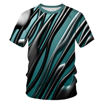 

European and American new children's clothing 3DT shirt geometric digital printing short sleeve loose round neck T-shirt casual